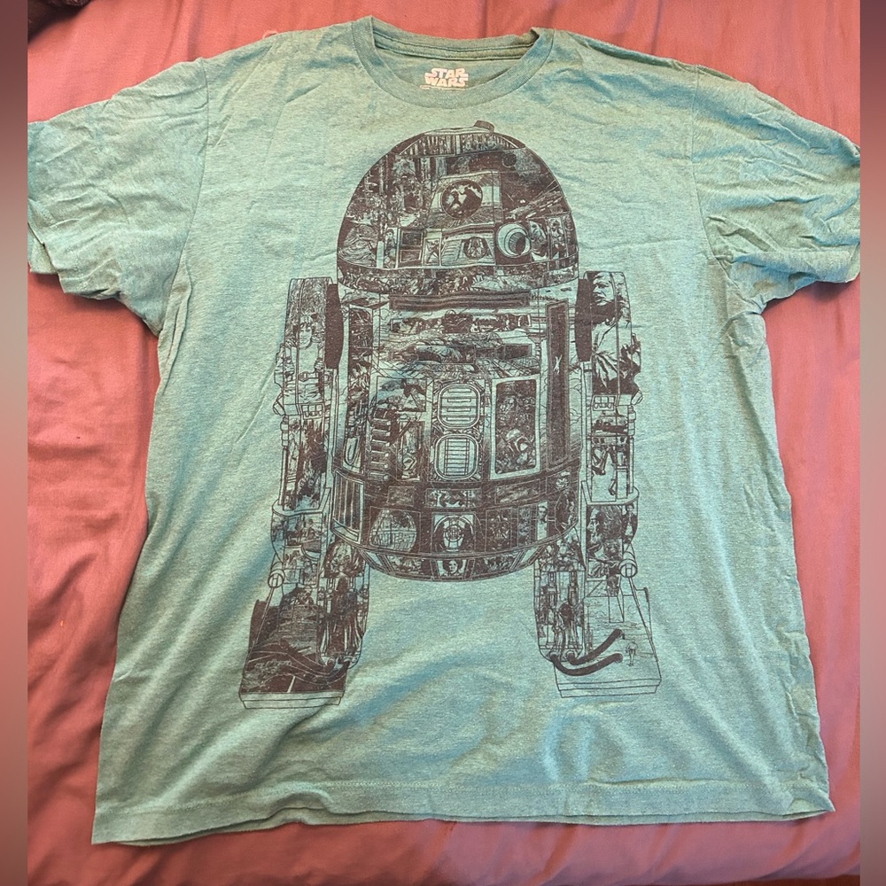 Star Wars R2-D2 T-Shirt Green Large - Picture 2 of 5